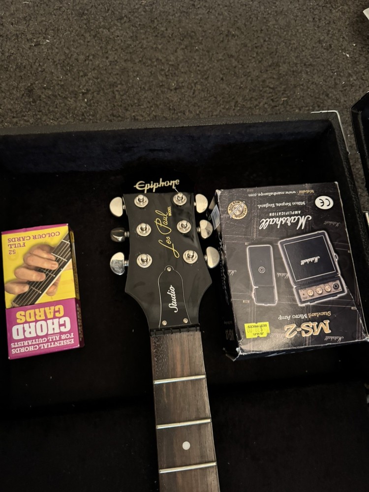 Epiphone Les Paul Studio Custom Upgraded Pickups Black w/Case & Extras!