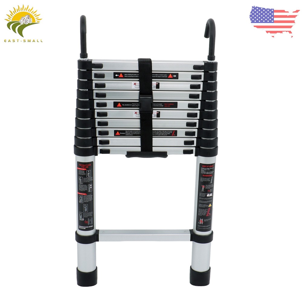 10.5 FT Multi Purpose Telescoping Ladder Folding Extension Step Ladder with Hook