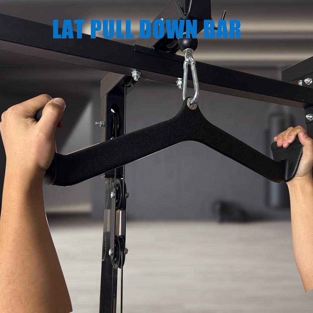 LAT Pulldown Attachments Set – Cable Machine LAT Bar, T-Bar & V-Bar for Home Gym