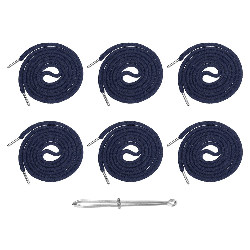 6 Pcs Hoodie Strings Drawstring Cords with Easy Threader (Navy Blue)