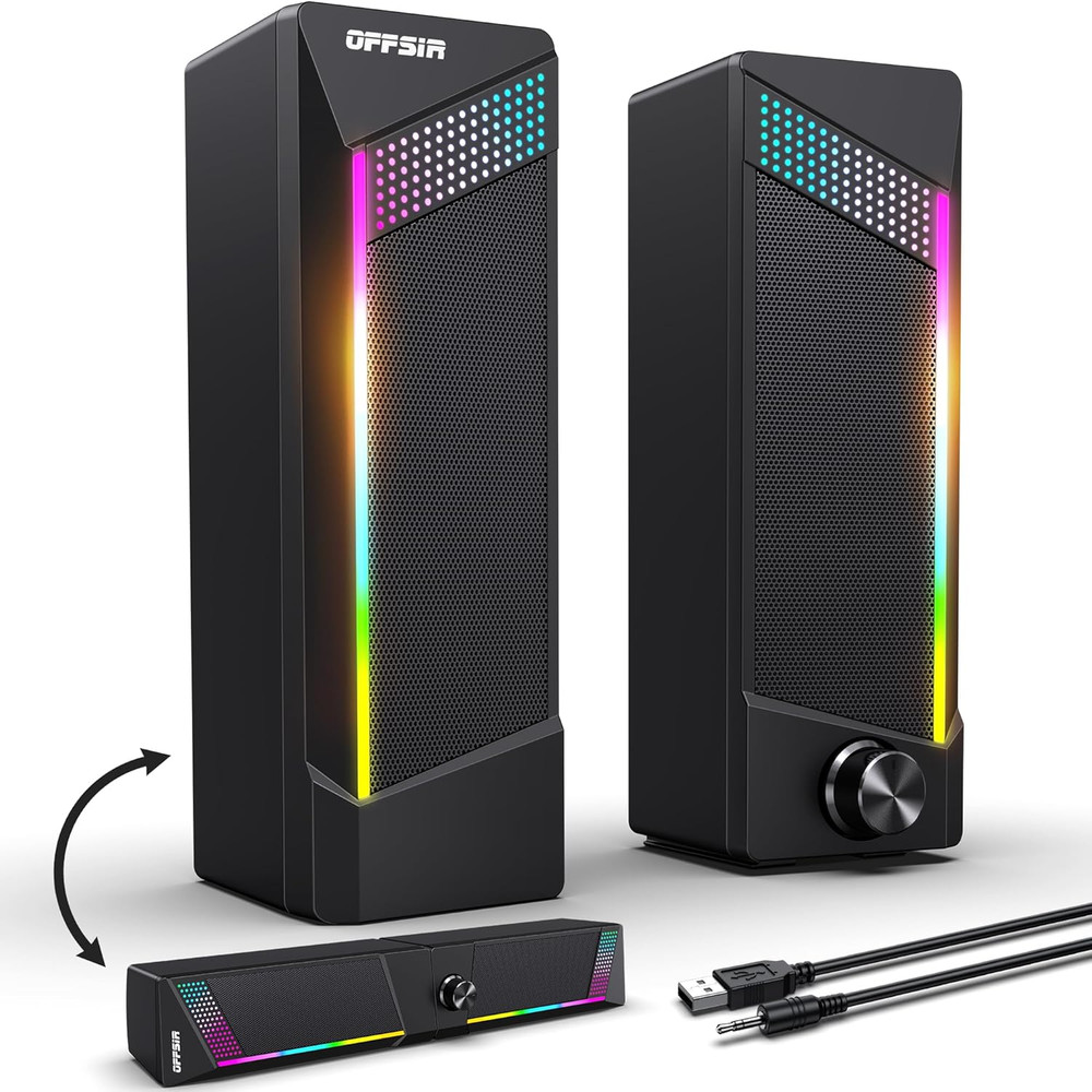 Computer Speakers, 2 in 1 PC Speaker , Gaming Speakers for PC Computer Laptop De