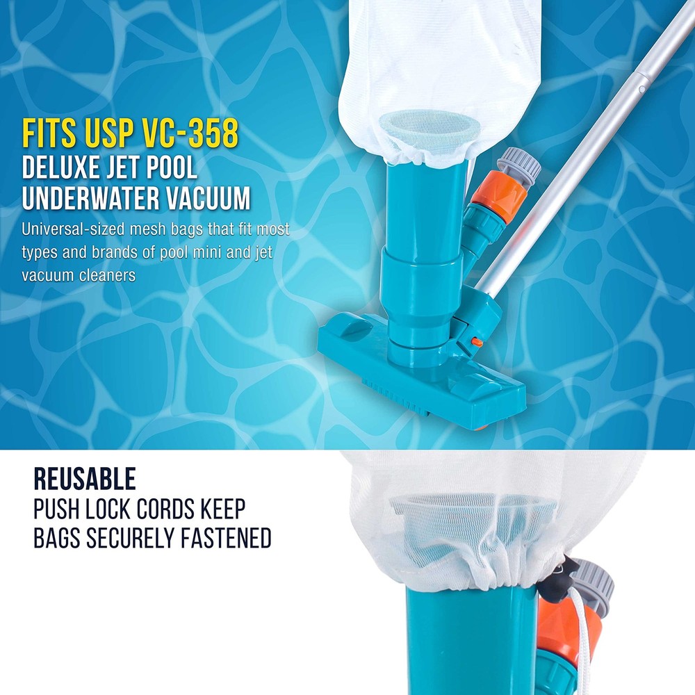 U.S. Pool Supply Replacement Jet Vacuum Bag, 2 Pack - Universal White