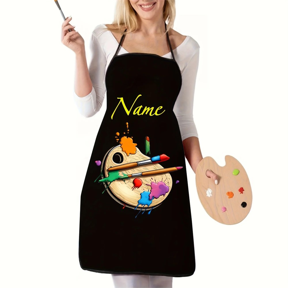 Personalized Artist Apron Custom Name/Text Professional Palette Design Polyester