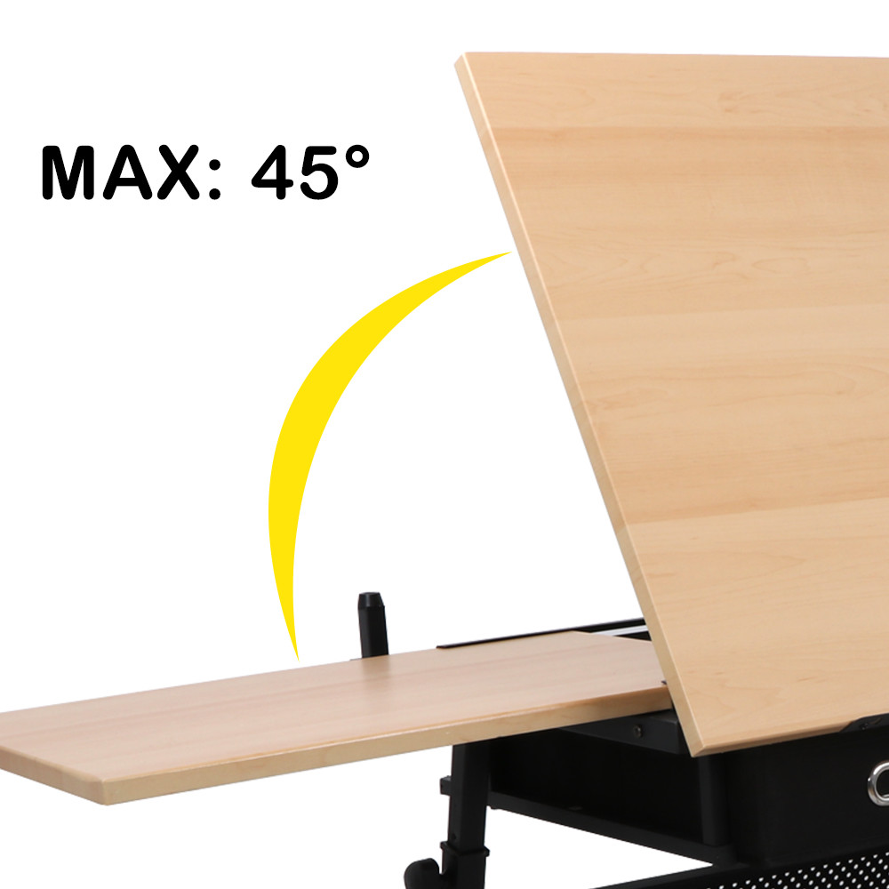 Adjustable Drafting Drawing Table Craft Tiltable Tabletop with Cozy Stool