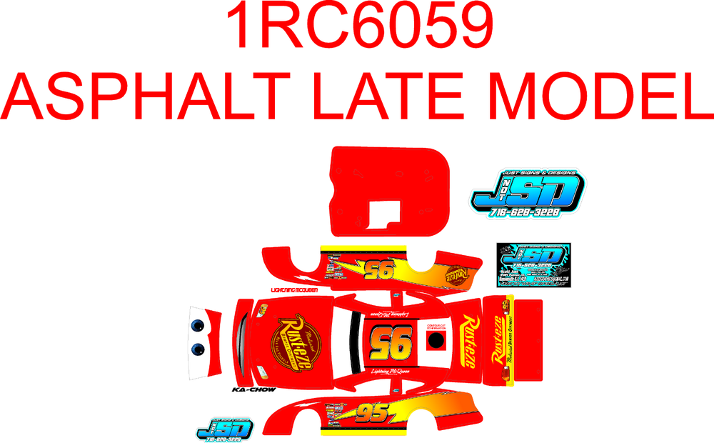 1RC ASPHALT LATE MODEL 1RC6059 WRAP LIGHTNING MCQUEEN THEME