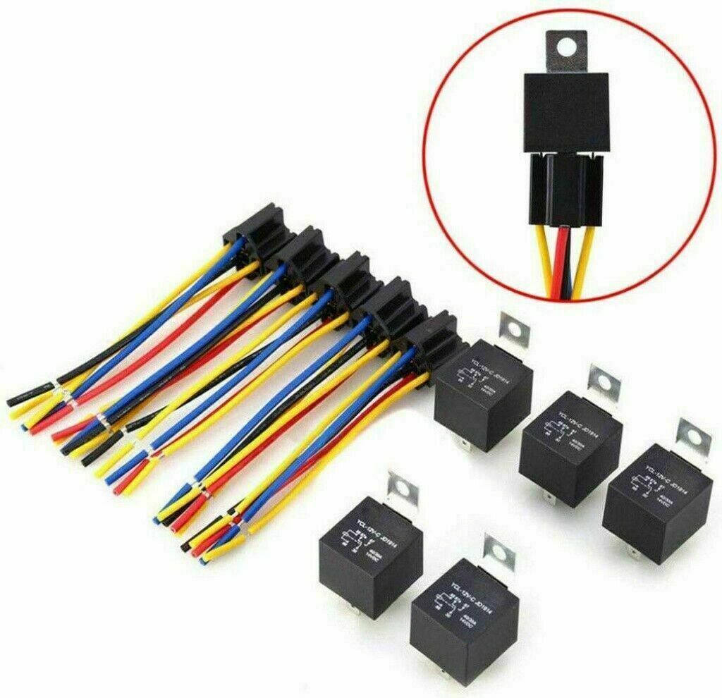 5pcs 5Pin Car Automotive SPDT Relay Switch Harness Socket Waterproof 40A 12V DC