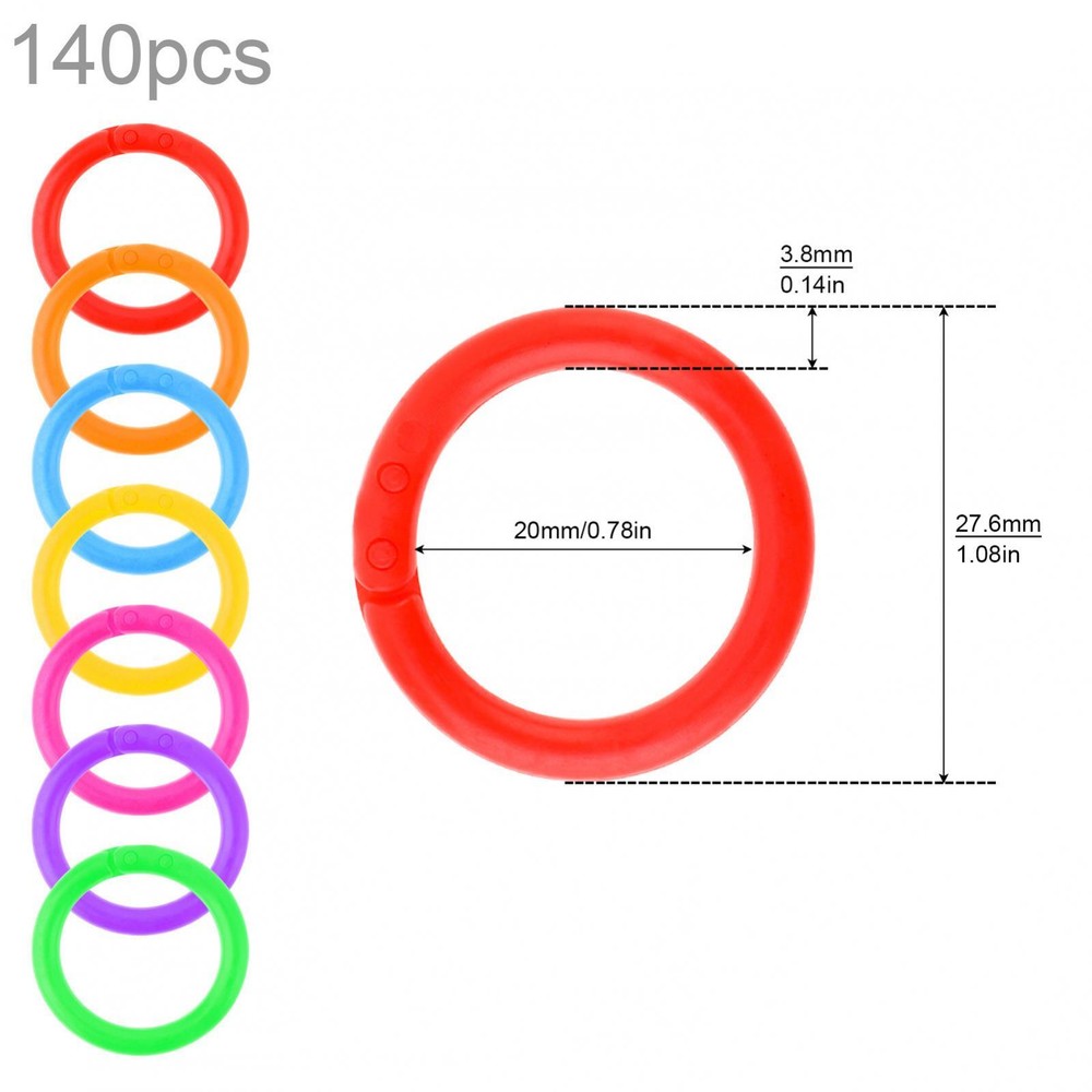 140pcs 20mm Plastic Binder Rings for Cards / Document Stack / Office Use