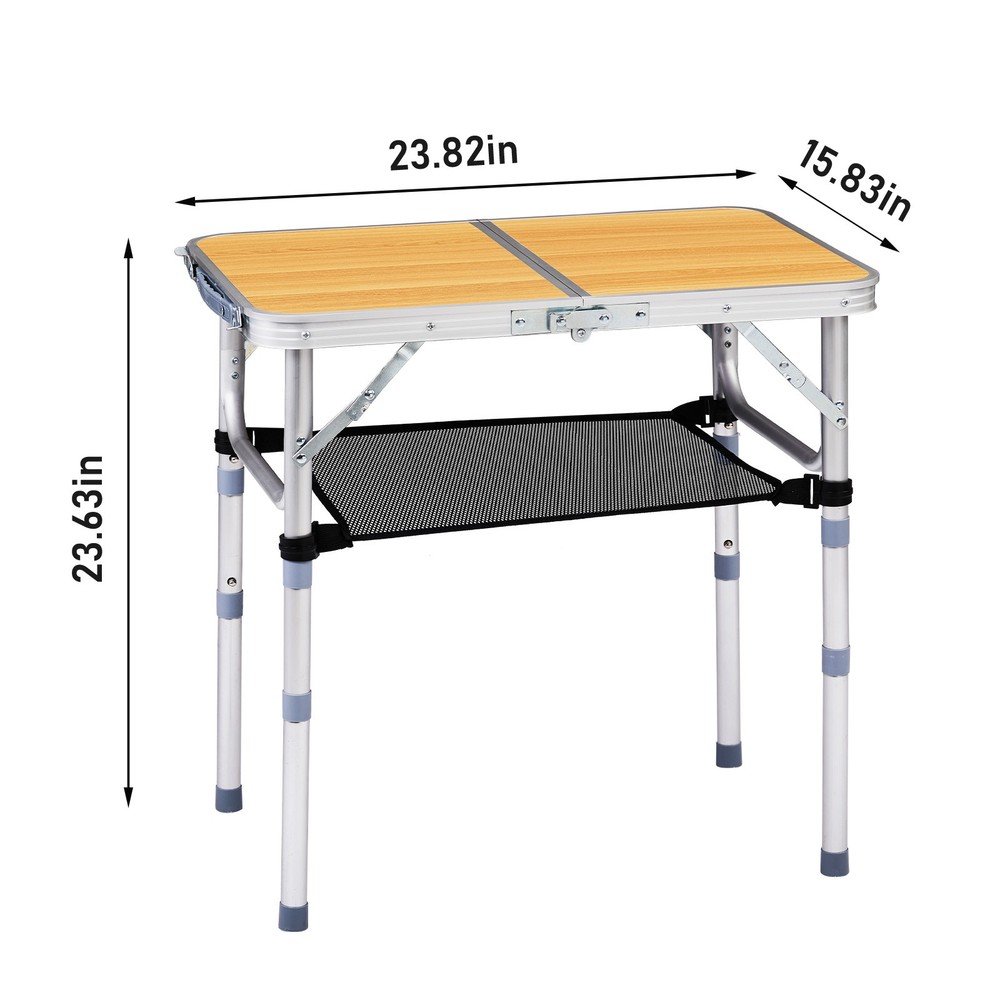 Outdoor Folding Camping Table, 2ft Portable Pinic Table with 3 Adjustable Height