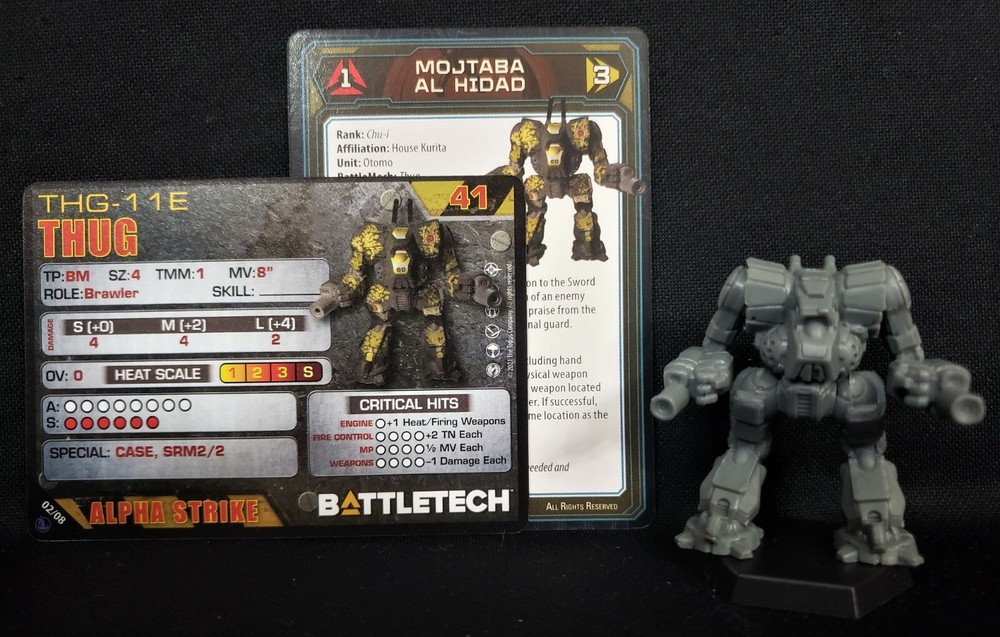 Battletech Thug Mech + Pilot Cards IS Kickstarter Support Lance Catalyst Games