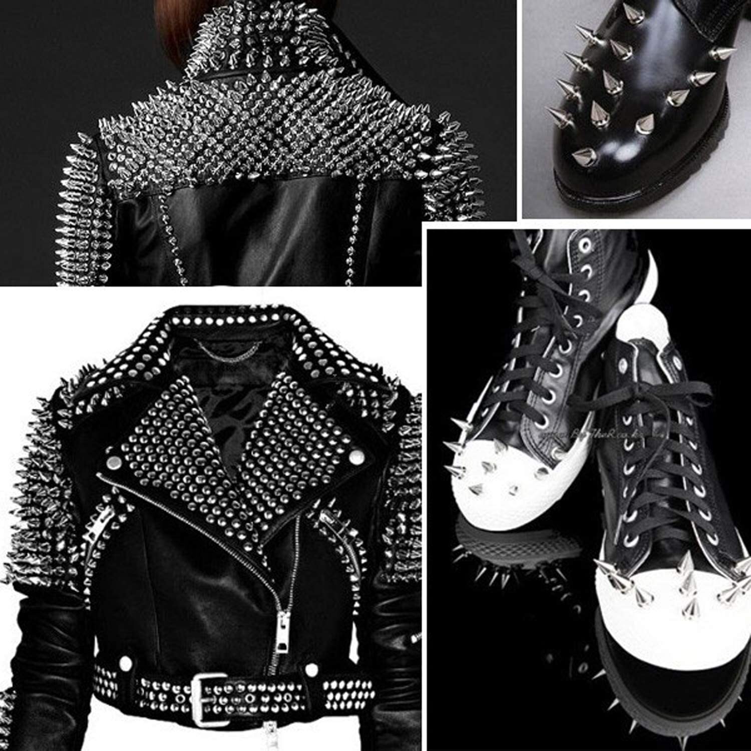 Bulks Metal Spikes Punk Cone Rivets Studs Screw for Clothing Jacket Leather A++