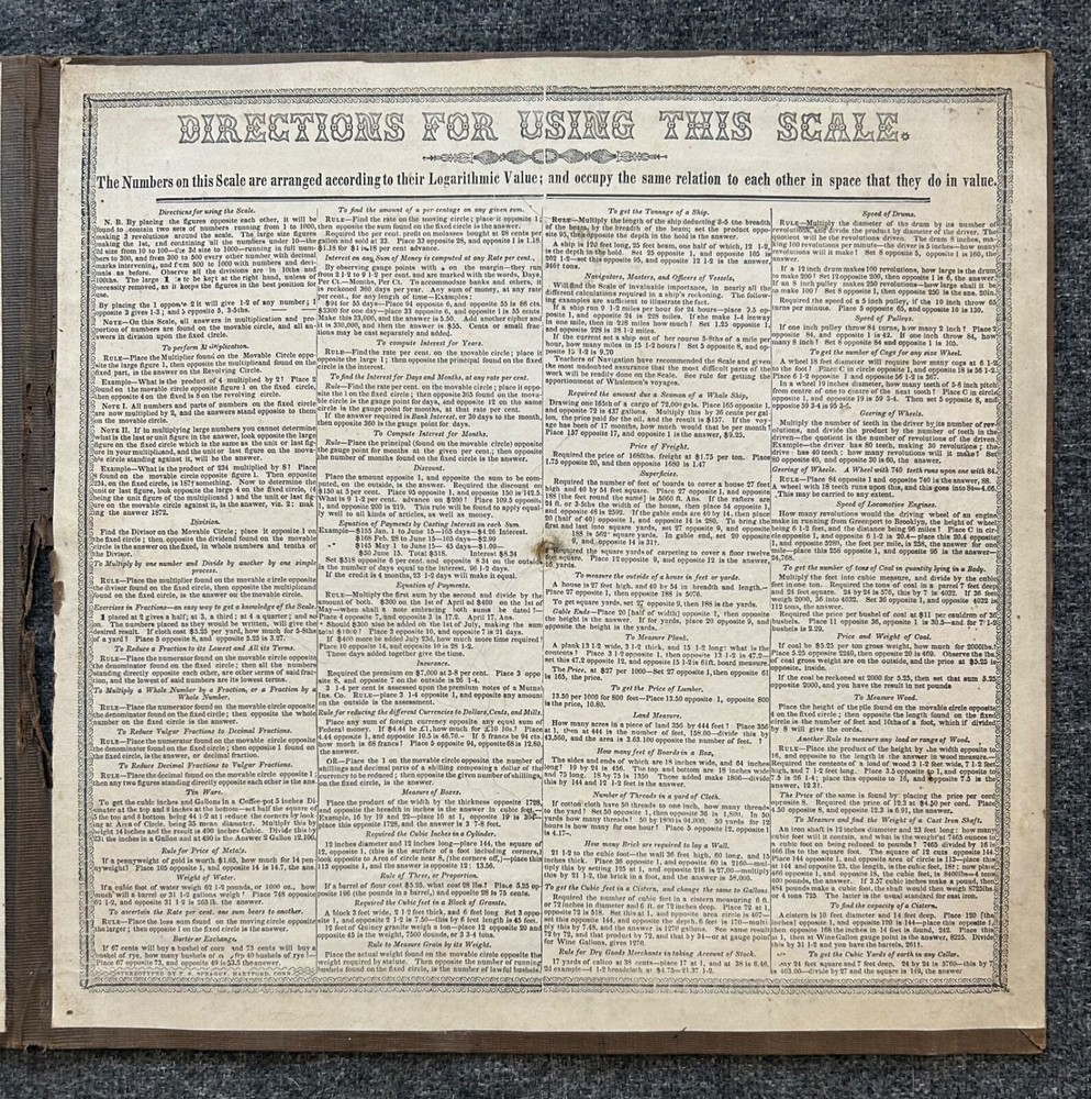 Antique Fuller's Computing Time Telegraph / Palmers Computing Scale @ 1847