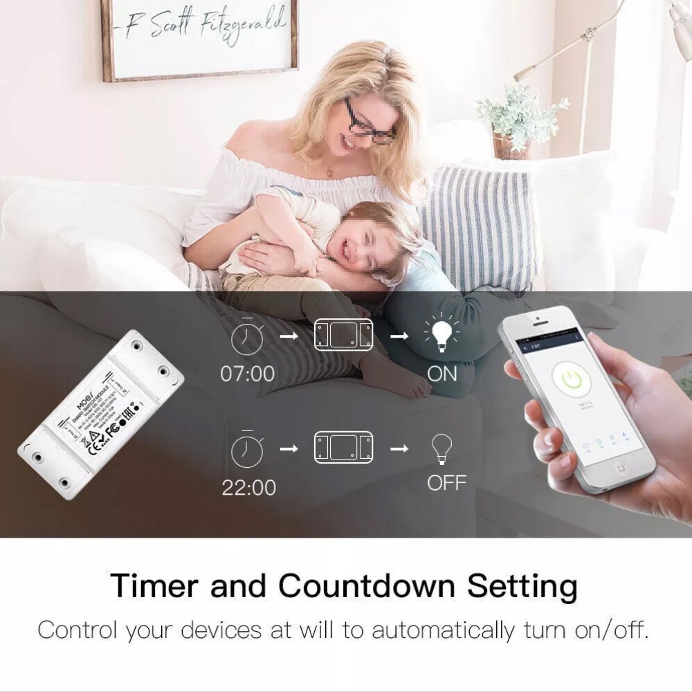 MOES WiFi Smart Switch Module Light Wireless For Alexa Google APP Remote Control