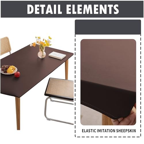 PU Stretch Fitted Rectangle Tablecloth with 55" x 35" (Rectangular) Coffee