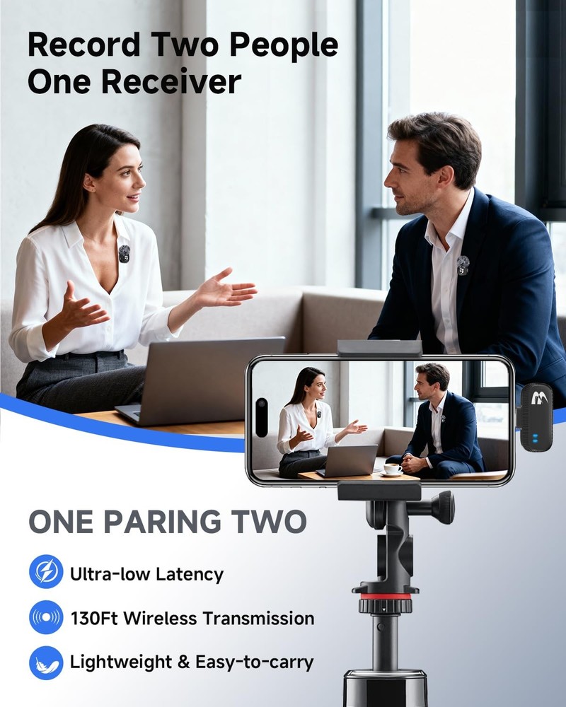 2 Pack Wireless lavalier Microphone,Mini Microphone (Lightning/USB Black Small