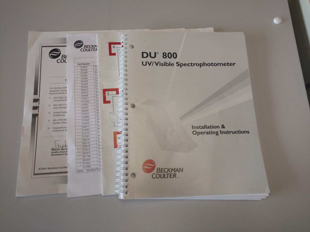 Beckman Coulter DU 800 Installation & Operating Manual Cable USB RS232 Fitting