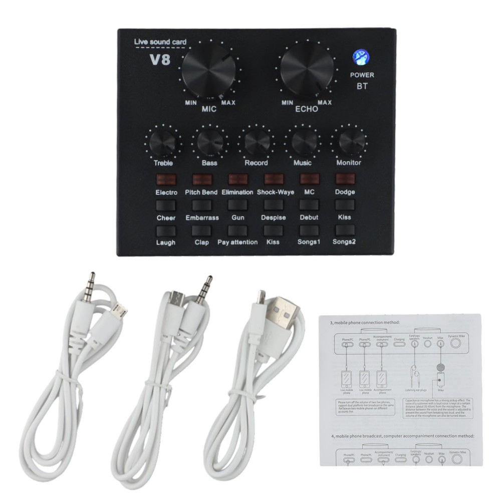 Convenient V8 Sound Card Set for Easy Storage Advanced Audio Technology