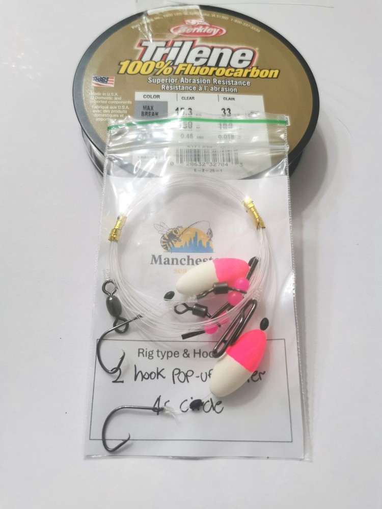 5x 2 Hook pop-up flapper rigs 4s circle hooks fluoro snoods & large GID float