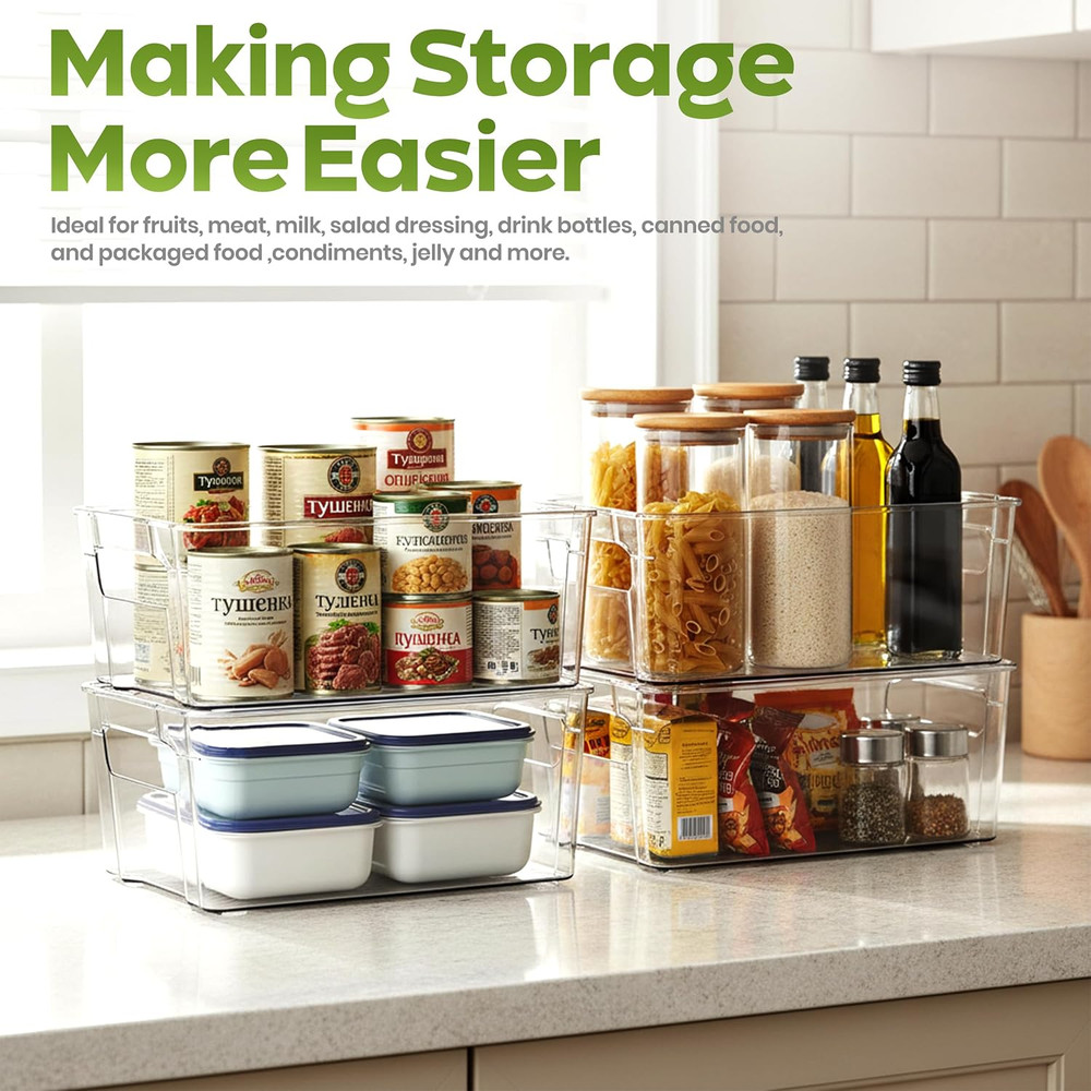 - Fridge & Refrigerator Organizer Bins (8 Pack), Clear Stackable Durable Plastic