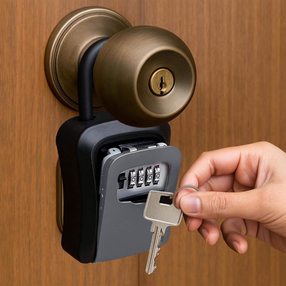 Portable Wall Mount Password Key Box, Resettable Code Safe Security Lock Box