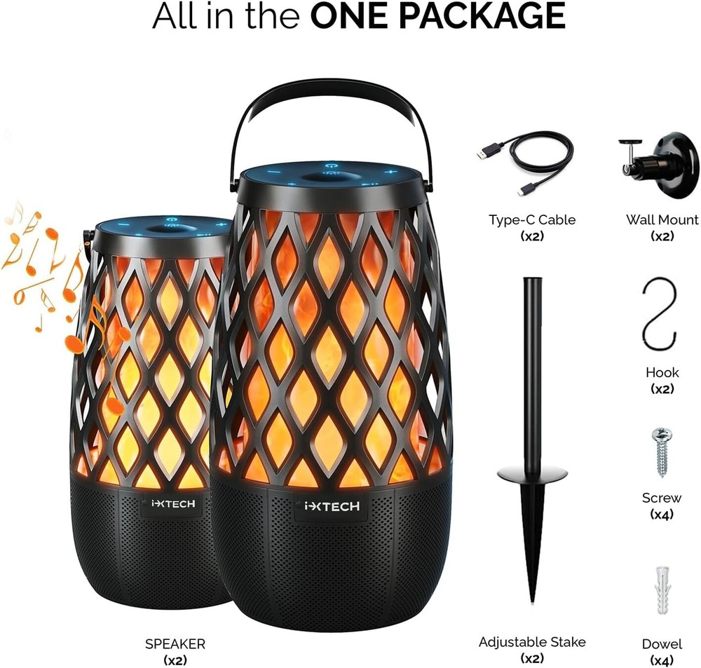 IXTECH Outdoor Bluetooth Speakers, Waterproof Portable Bluetooth Speaker 2 Pack