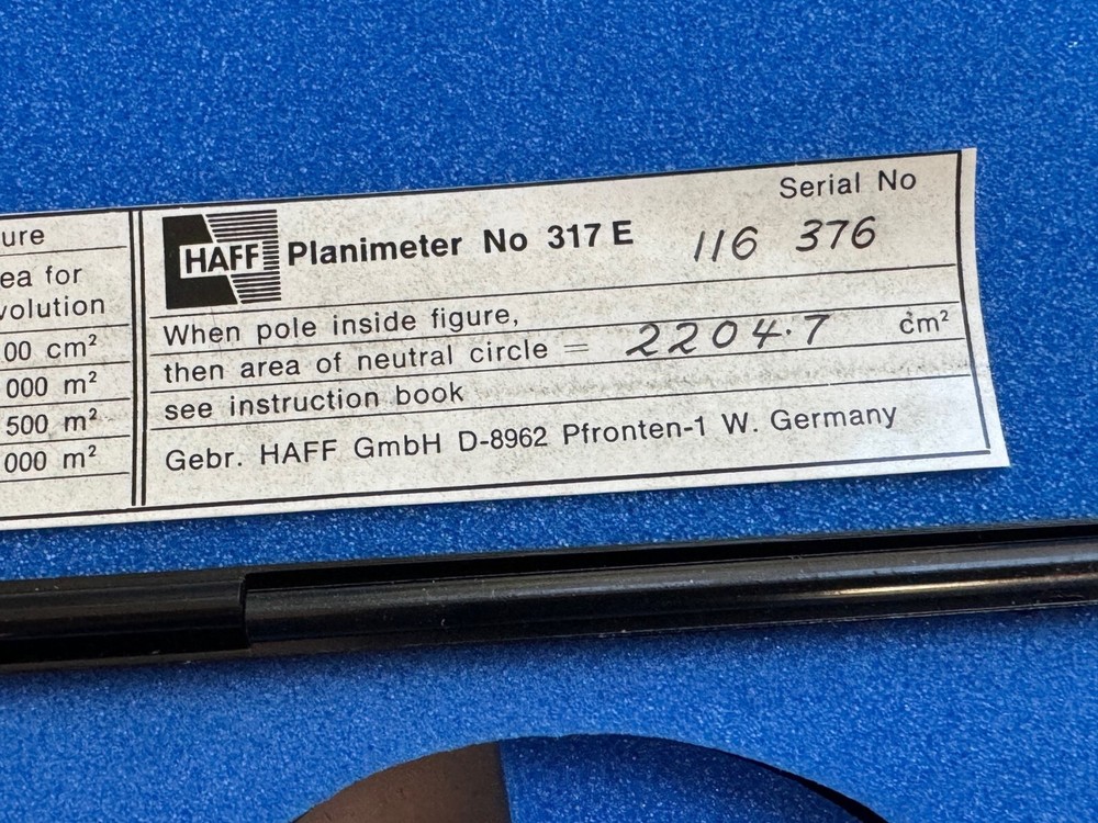 HAFF - The Planimeter No.317 E - Excellent Condition
