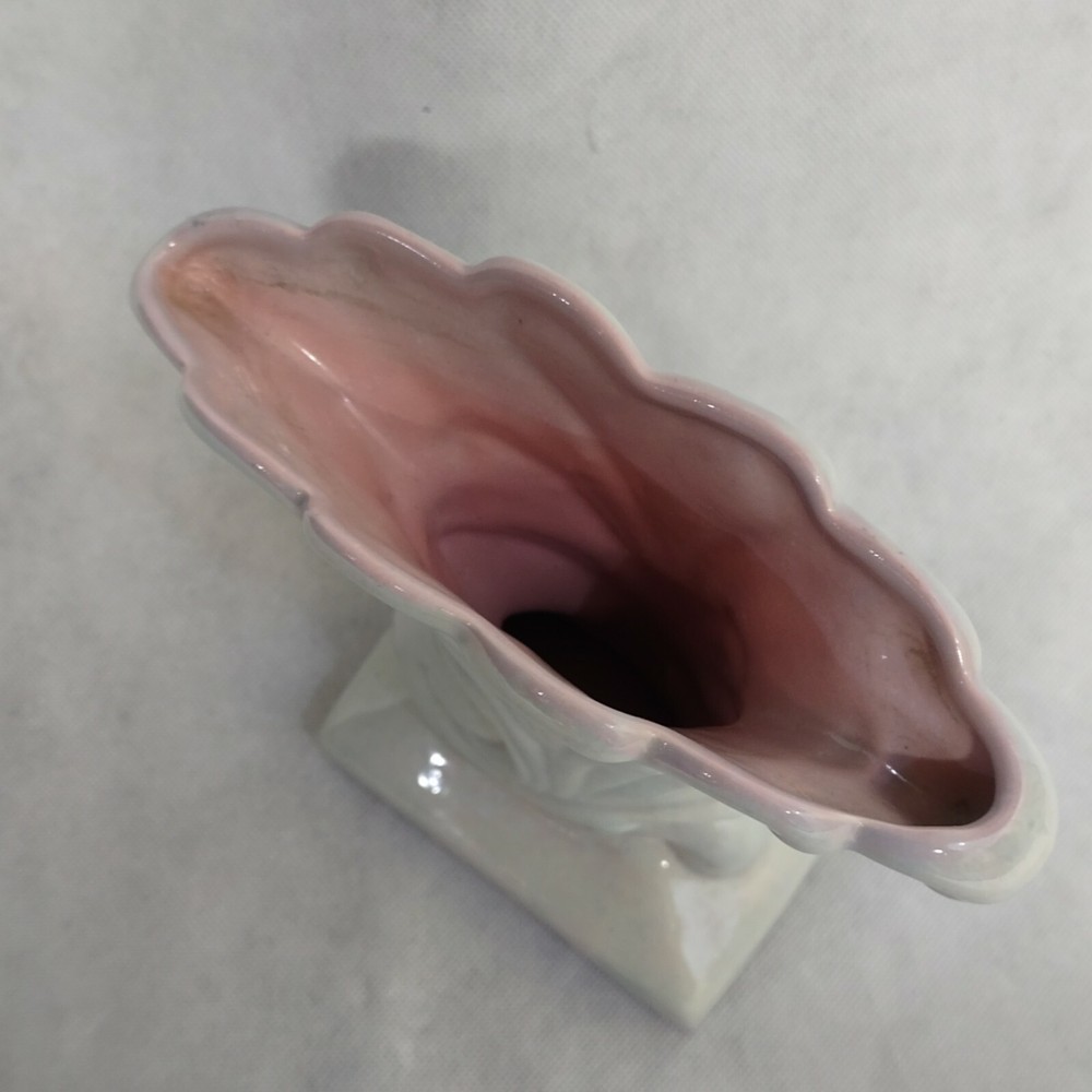 Cornucopia Vase Planter Light Blue and Pink Pottery