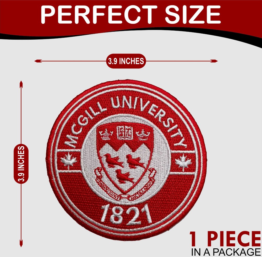McGill University Logo Iron On Patch - Sew Patch - Embroidered Patch 3.9"