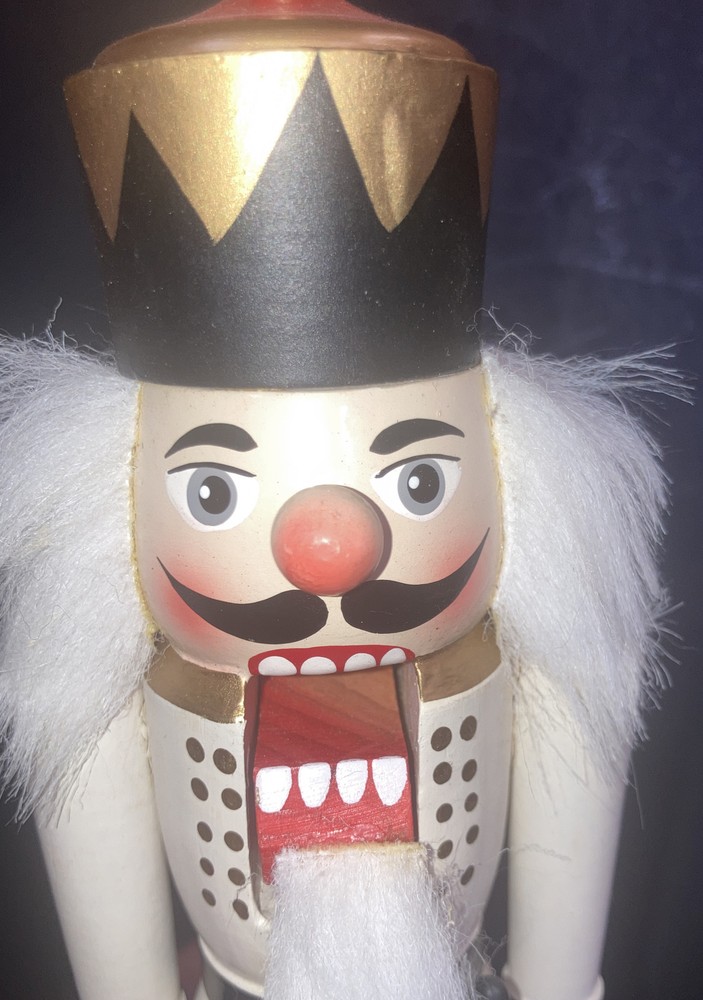 Kurt Adler Christmas Nutcracker 10" Original Box White Gold