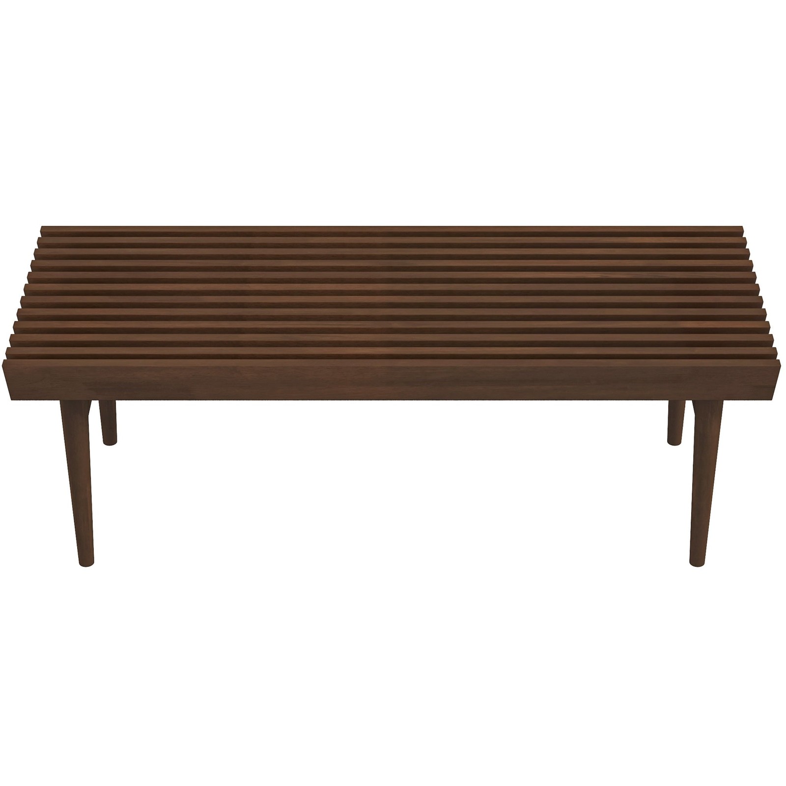 47.2 Inch Solid Wood Bench Natural Walnut Stain Mid Century Modern Design