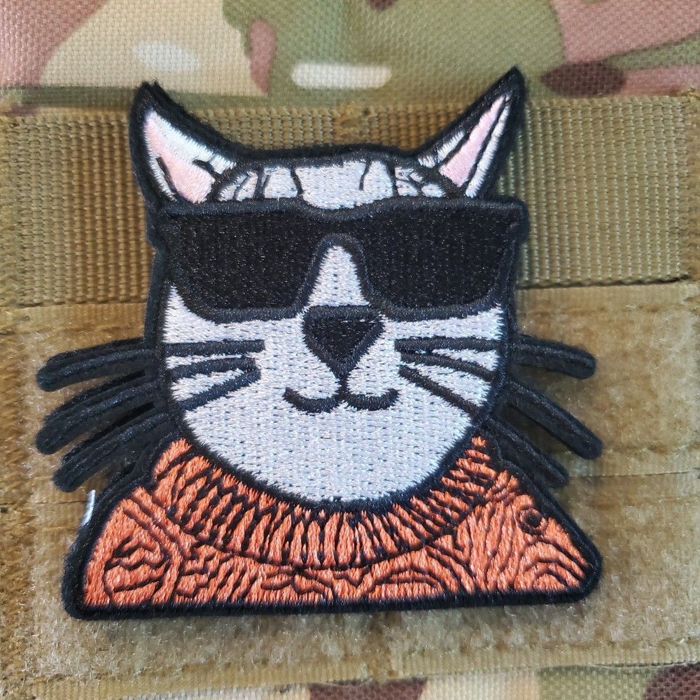 CAT IN COOL SHADES Sarcastic Tactical Morale Patch Hook and Loop