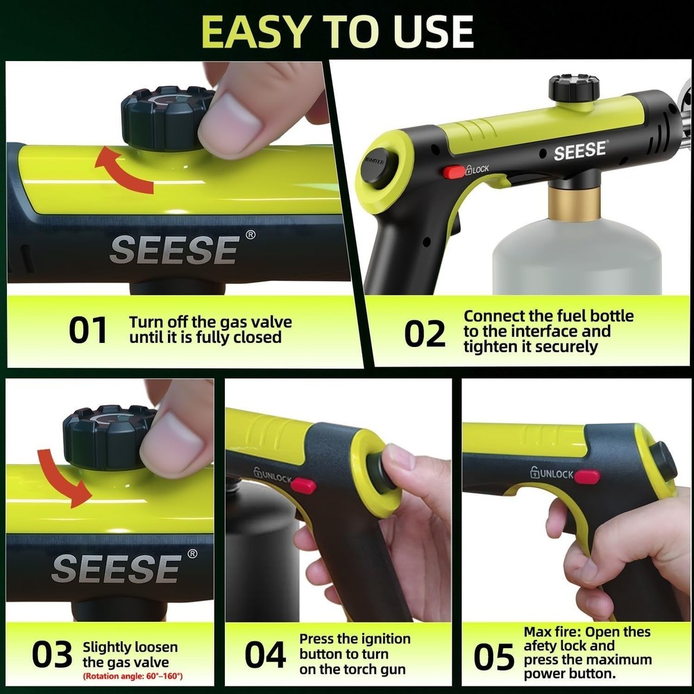 Powerful Propane Torch Gun,Kitchen Cooking Torch With One-Touch Max Fire, Charco