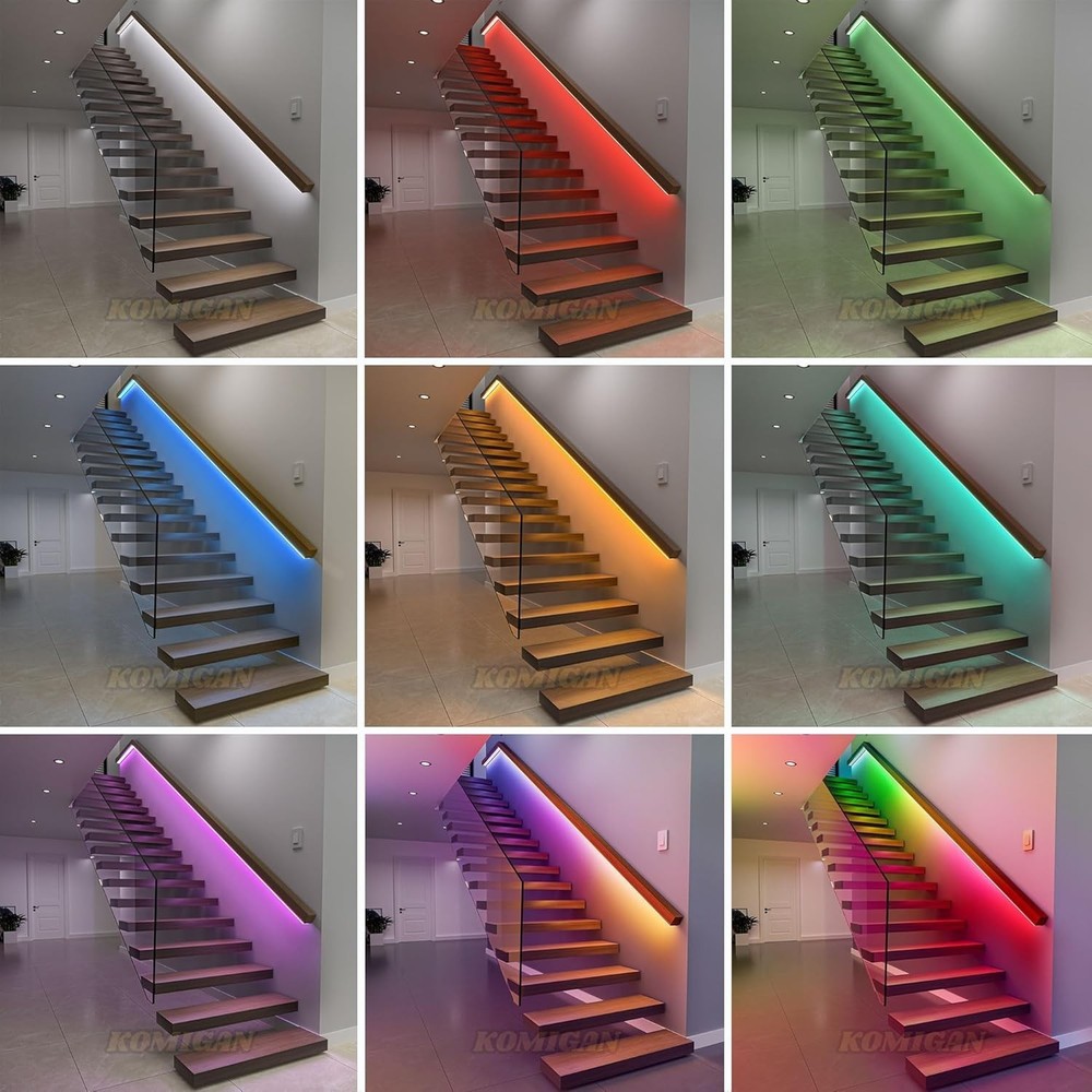 Motion Sensor with Daylight Sensor LED Stair Light Kit KMG-45, 16.4FT RGB Cuttab