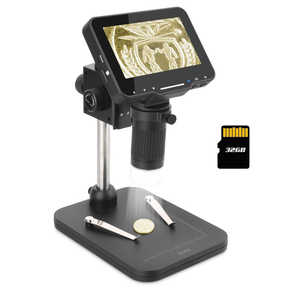 4.3" Coin Microscope 1000x Handheld LCD Digital with Screen Black