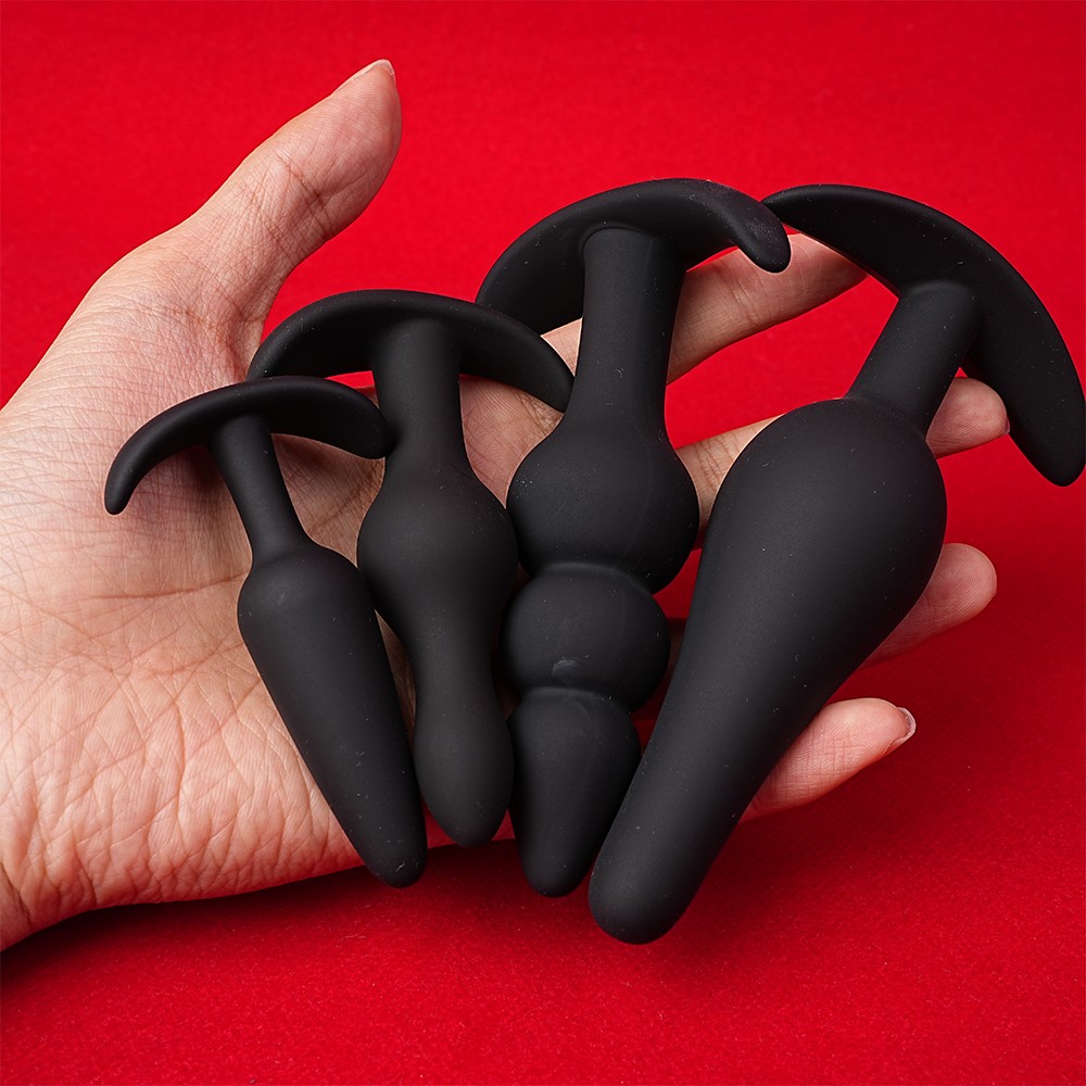 4PCS Silicone Anal Butt Plug Training Starter Kits Beginner Dildo Trainer Set US