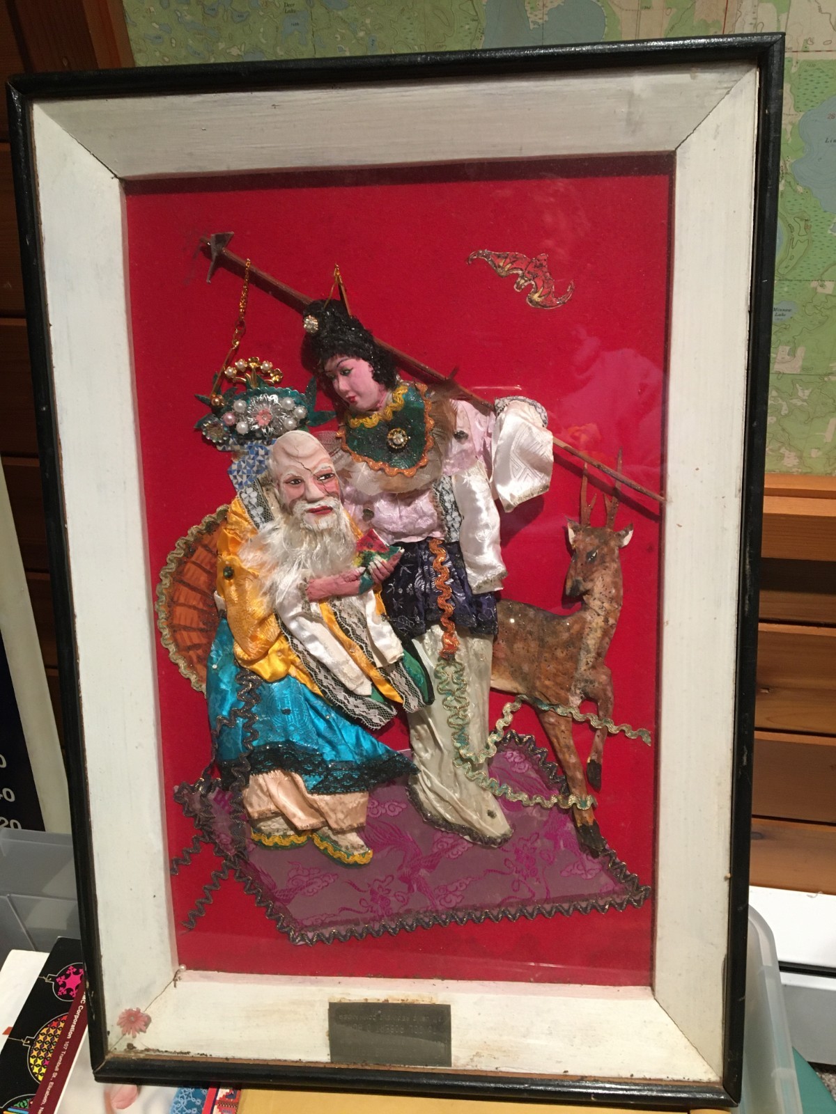 Vintage 1960s Vietnamese handmade Asian Hat Boi Opera 3D Art in Shadowbox