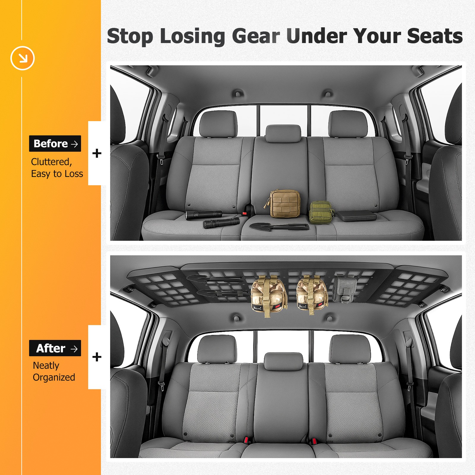 Molle Panel Roof Rack For Toyota Tacoma 2005-2015 2nd Gen Double Cab 4-Door