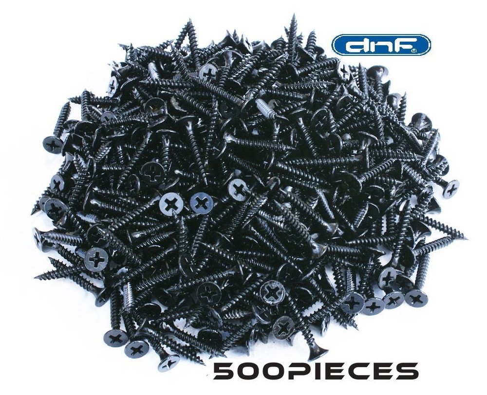 500 PACK PHILLIPS BUGLE TWINFAST TYPE SCREWS HARDENED BLACK PHOSPHATE #6 X 1"
