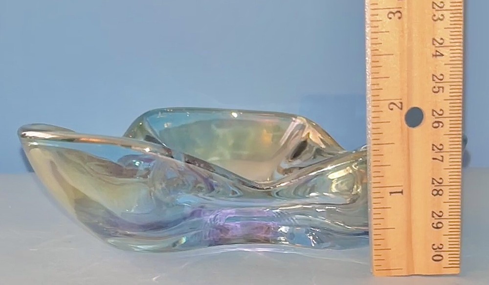 Iridescent Blue Dichromatic Glass Nut Candy Dish