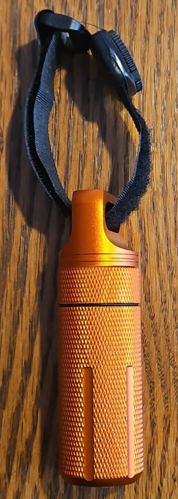 EDC Aluminum Waterproof Storage Capsule 4" Orange w/ Compass & Hook‑Loop Strap