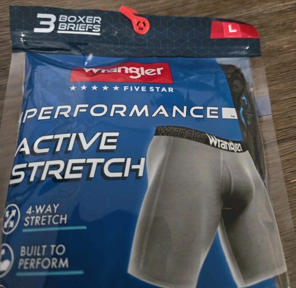 Wrangler Five Star 3 Pack Boxer Briefs Performance Active Stretch Black Size L