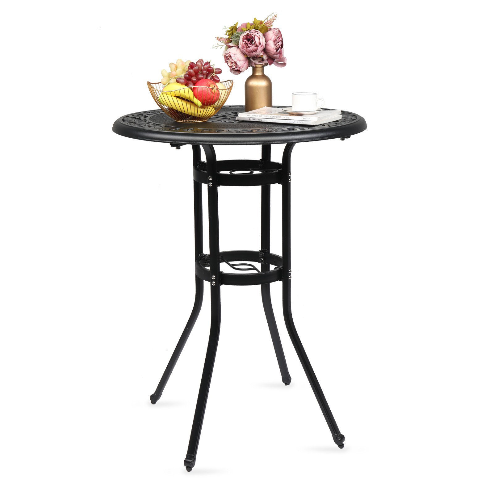 41in Tall Outdoor Bistro Table Round Patio Bar Table for Garden Patio Poolside