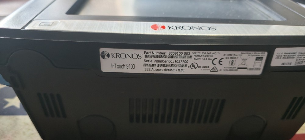 Kronos InTouch 9100 Time Clock 8609100-003 *TESTED* #7700