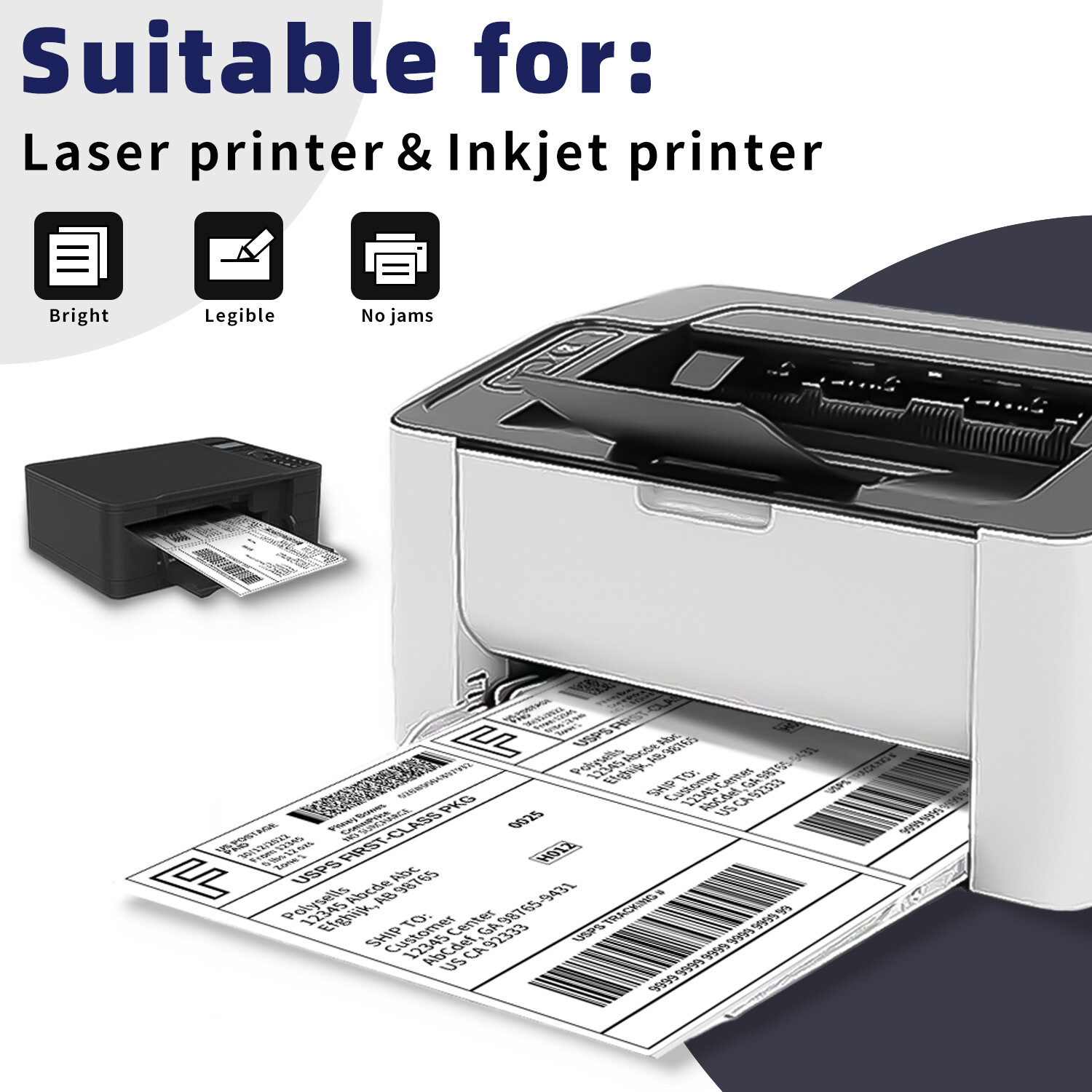 Shipping Labels 8.5x5.5 half sheet Self Adhesive 2 Per Sheet POLYSELLS 2UP