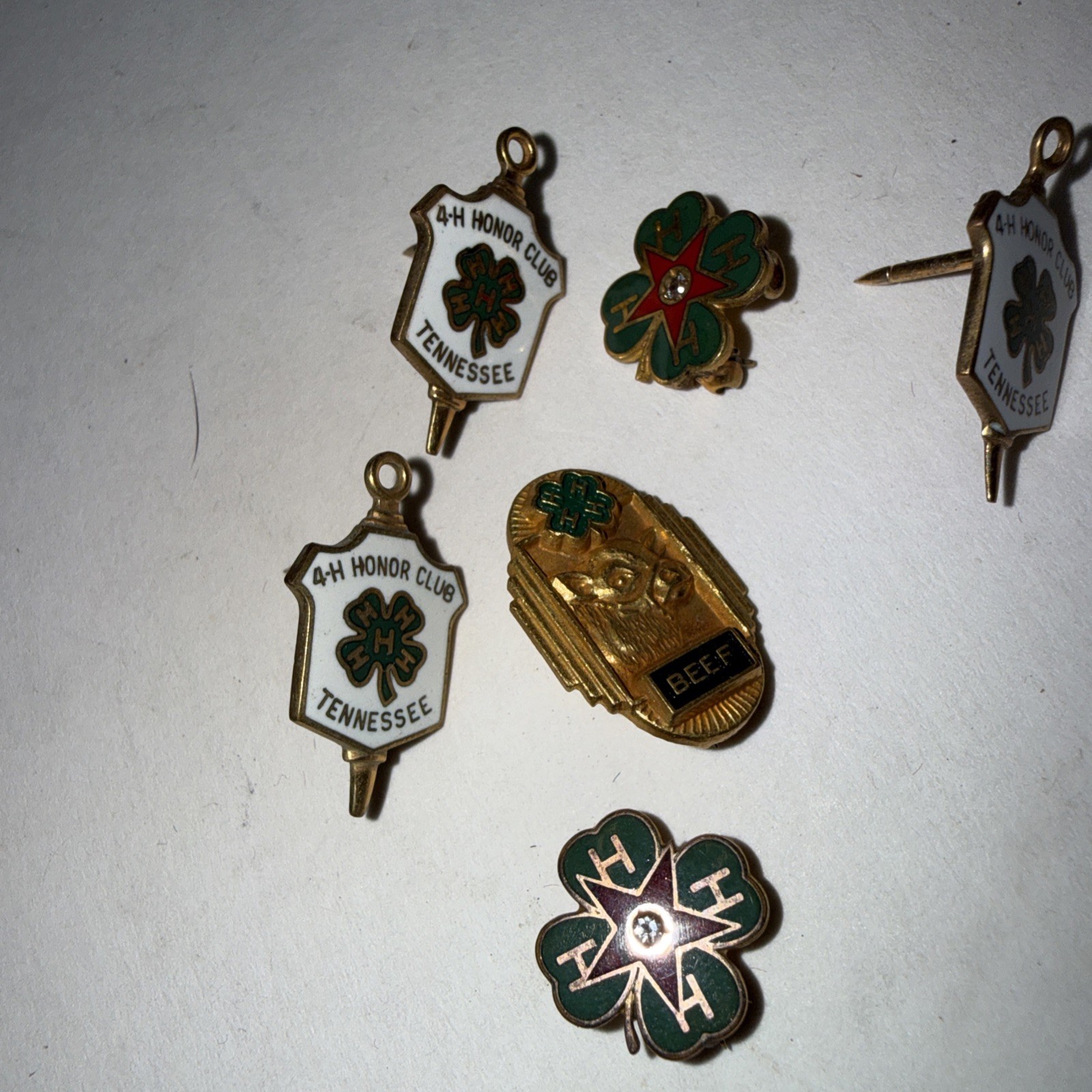 Vintage 4-H Club Pins Lot Of 6 HTF Gold Filled Pins 1-20th 10k