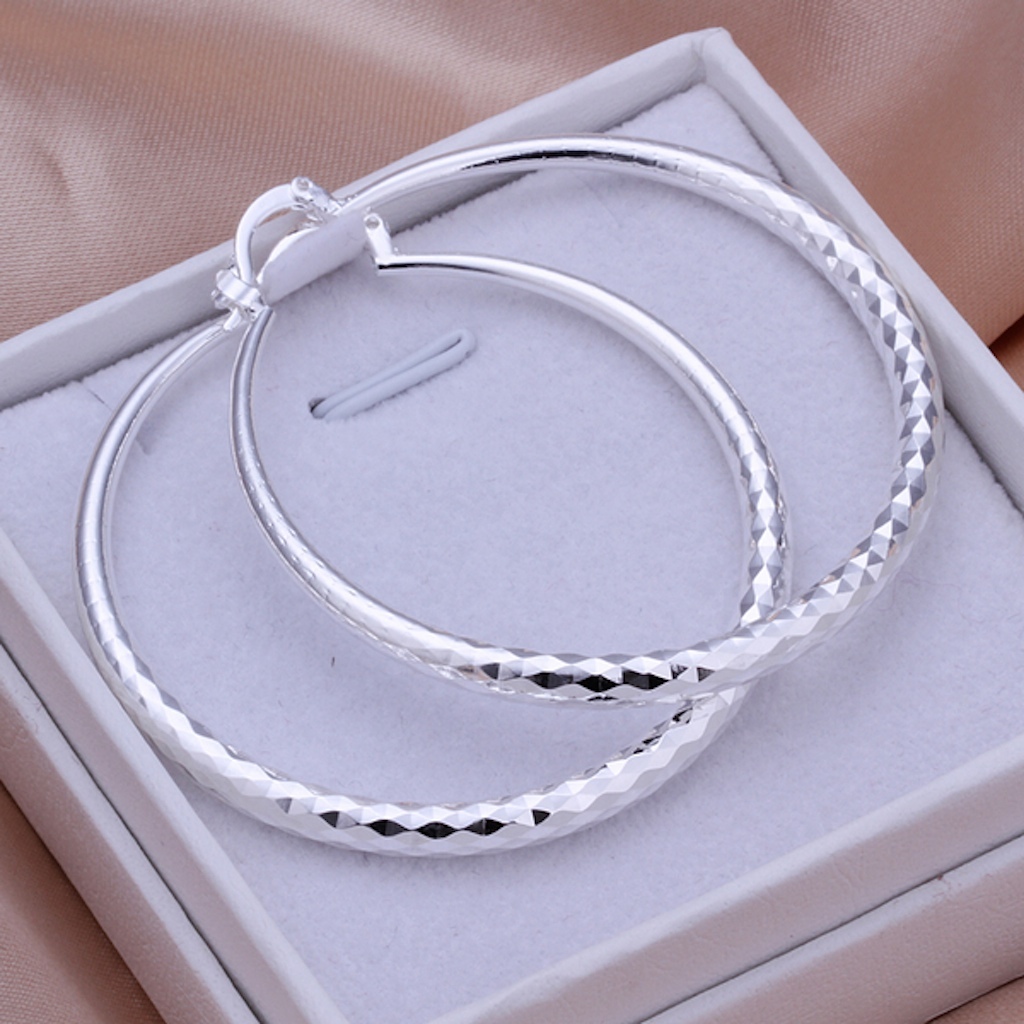925 Sterling Silver Hoop Pierced Earrings L2