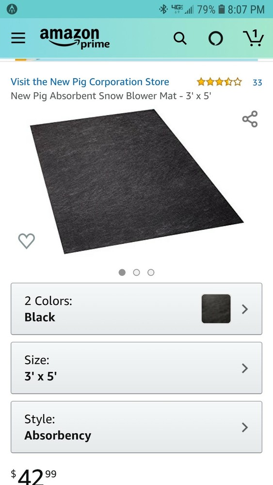 NEW PIG Absorbent Snow Blower Mat - 3' x 5'