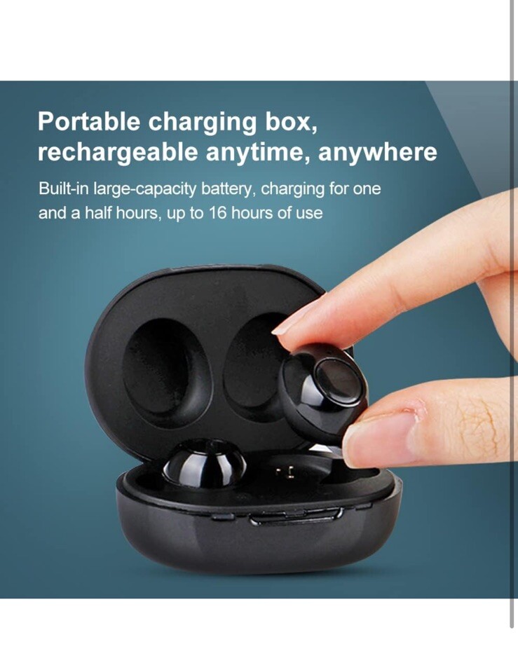 Pair Rechargeable Hearing Amplifier ITE with Charging Box