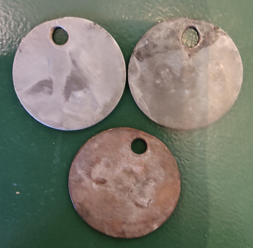 3x GRIMETHORPE Colliery Pit Check Tally - marked GRIMETHORPE COLLIERY 648