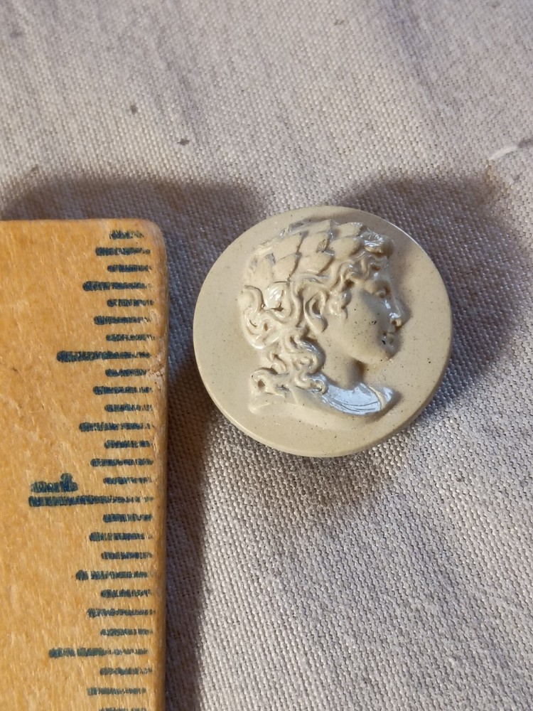 Antique Cameo Portrait Composition Button.