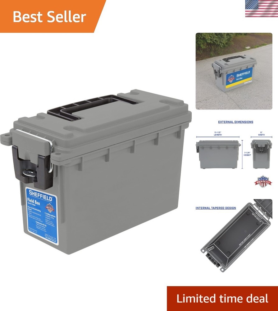Ammo Storage Box - Gray, 1-Pack, Water Resistant